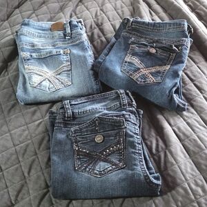 Lot Of 3 Wallflower Women's Boot Cut Jeans sz 7 LONG